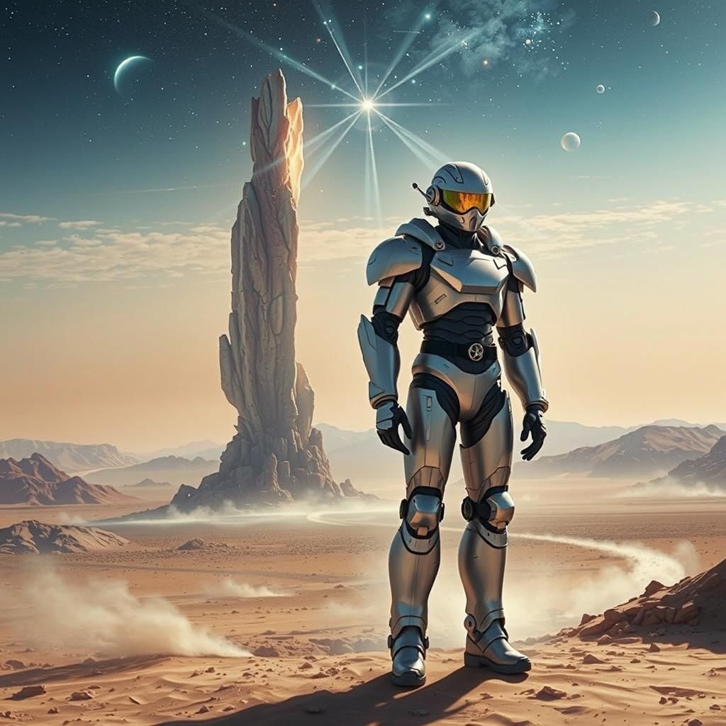 Space Hero Unveils Reality Breach in Retro-Futuristic Scene