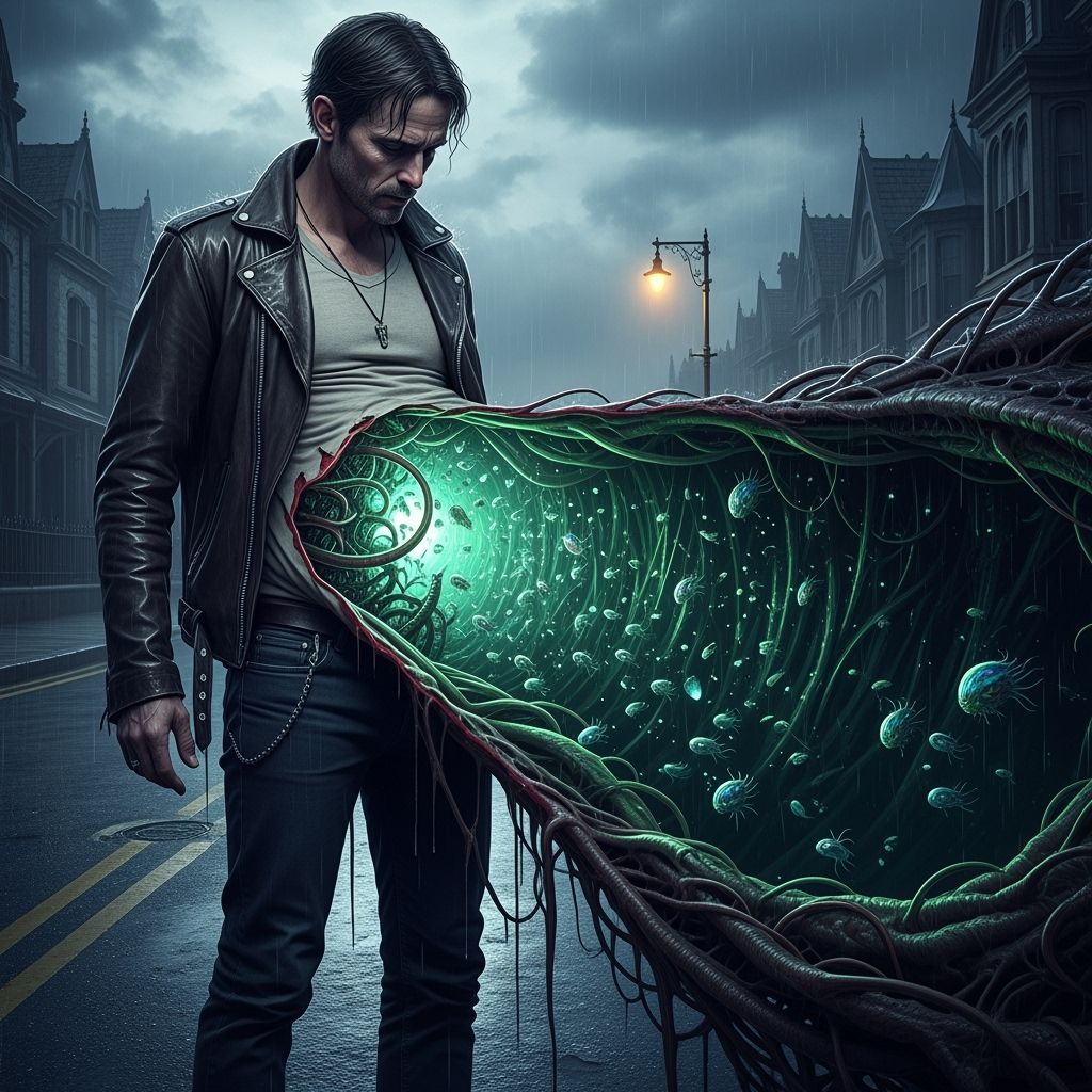 Surreal Distended Stomach in Dark Fantasy Style