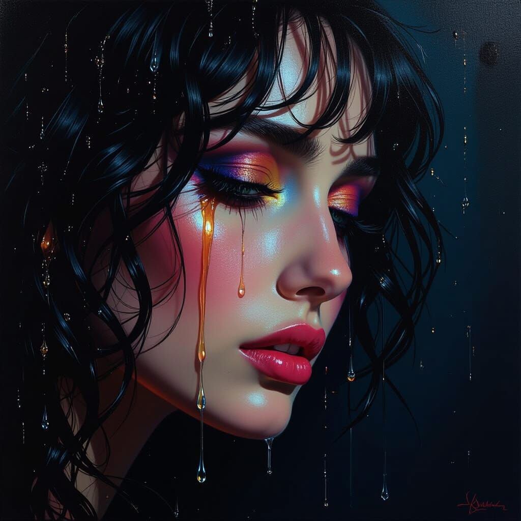 Dramatic Oil Painting with Glowing Highlights