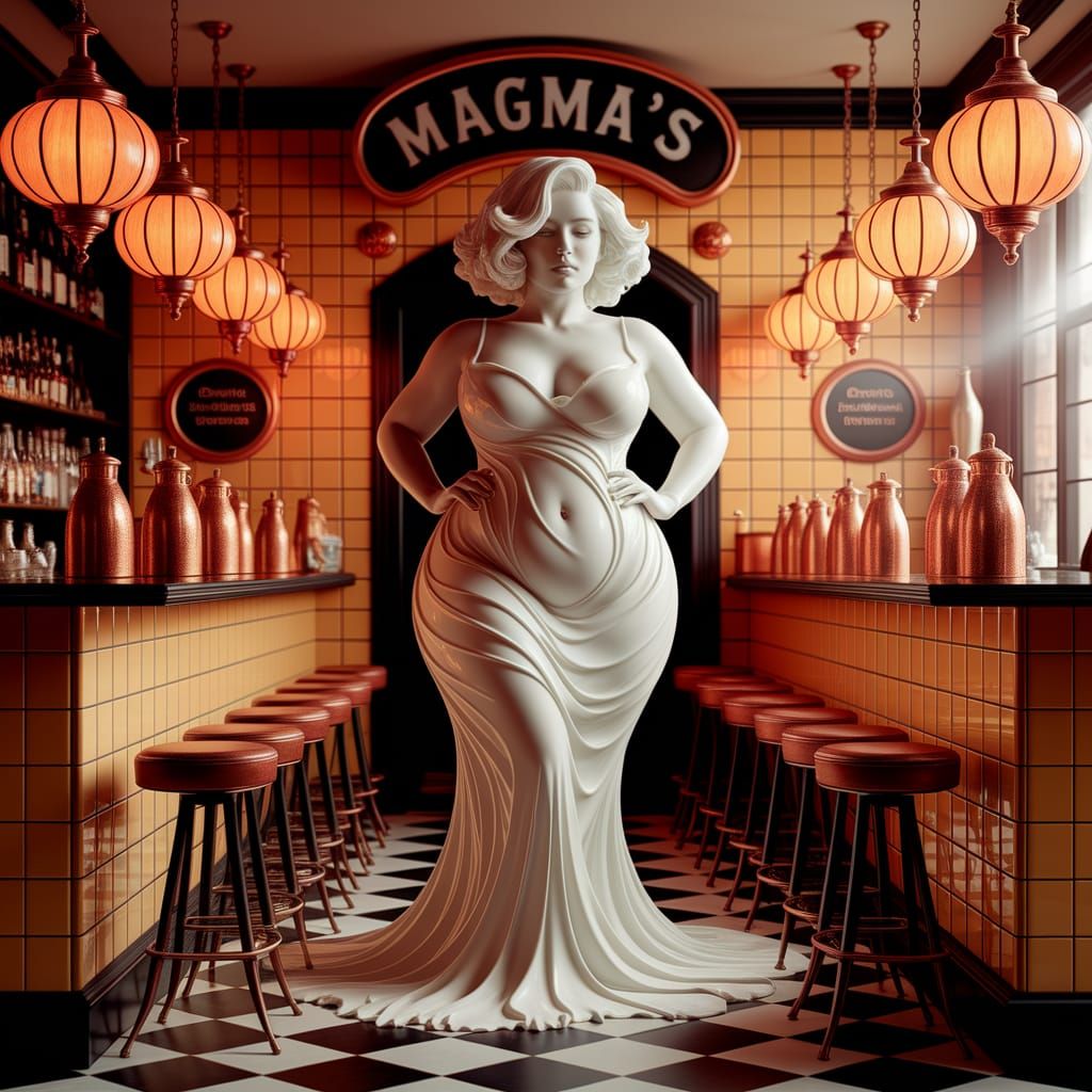 Surreal Milk Woman in Vintage Milk Bar