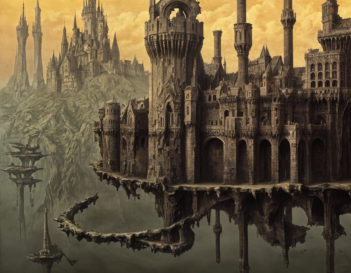 Floating Castle: A Surreal Dreamscape Painting