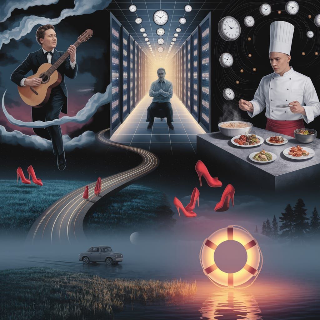 Surreal Collage: Vysotsky's Floating Road in Magical Realism