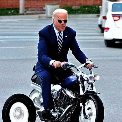 Joe Biden as Biker Villain with Laser Eyes
