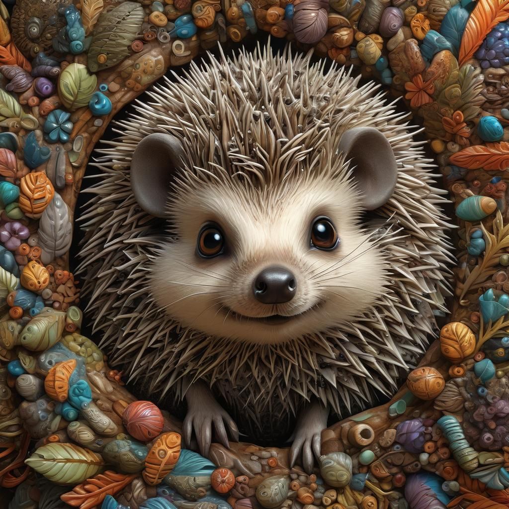 Adorable Hedgehog with Big Eyes: Hyperrealistic Image