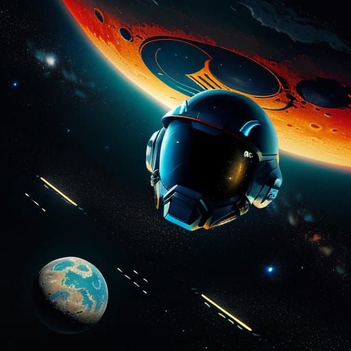 Retro-Futuristic Spaceship Soars Through Galaxy