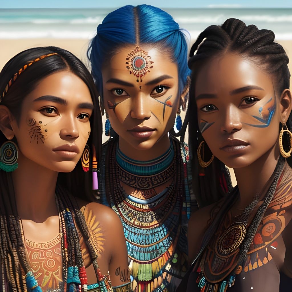 Tribal Family Portrait on a Tropical Beach