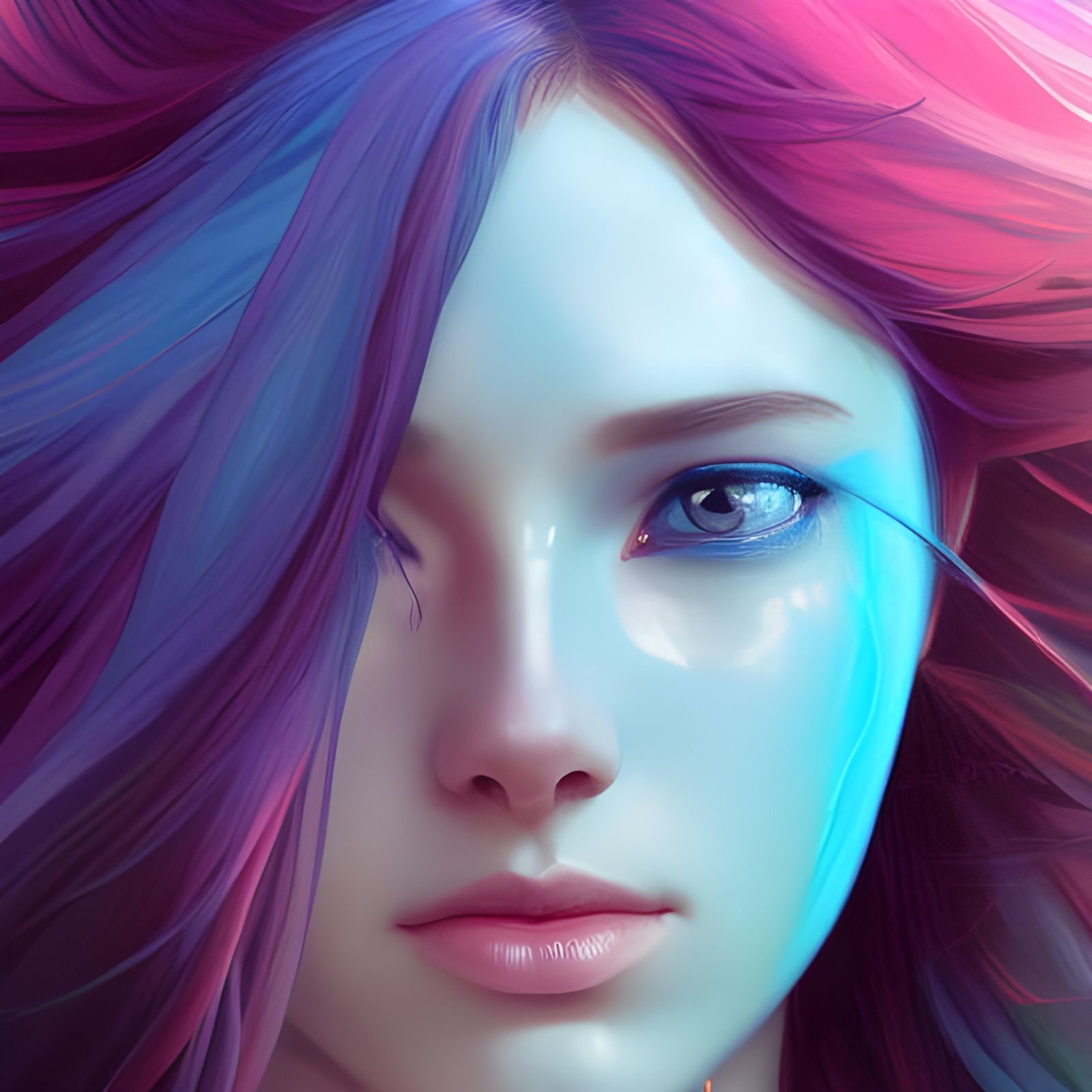 Fantasy Portrait with Cotton Candy Colors and Mythical Eleme...