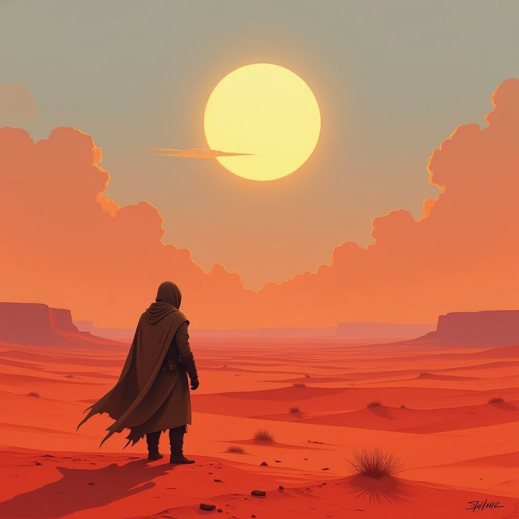 Dystopian Desert Landscape in Gritty Art Style