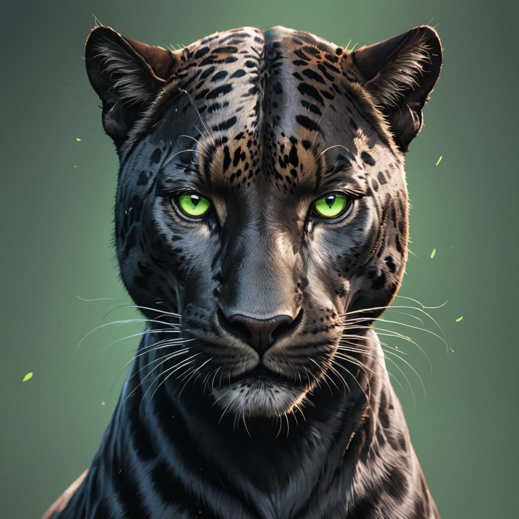 Green-Eyed Panther in Detailed 3D Anime Style