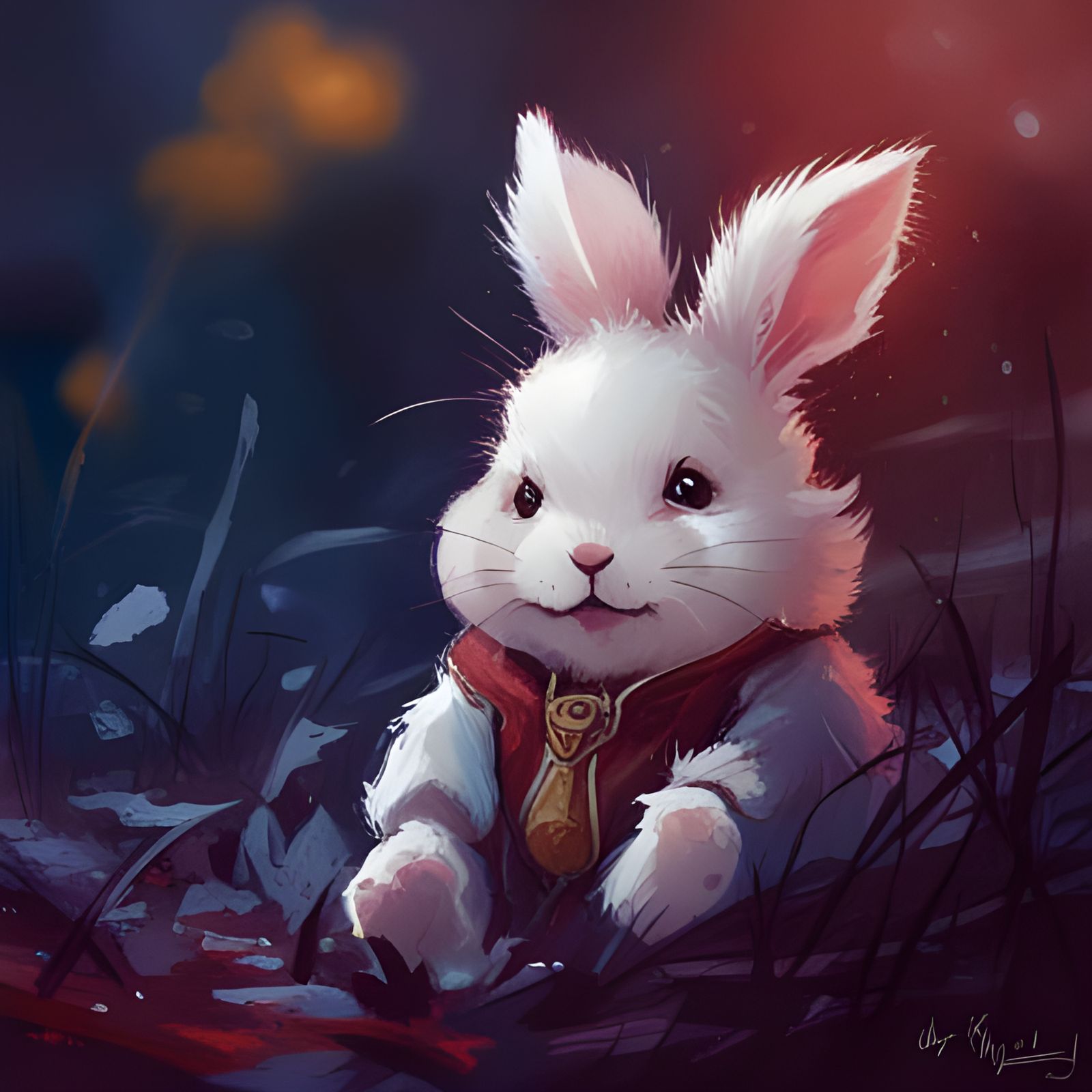 Fluffy Baby Bunny Portrait in Detailed Matte Painting