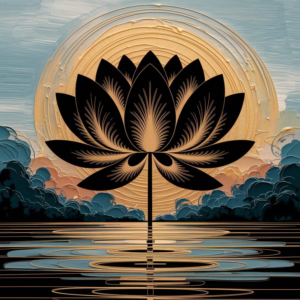 Lotus Flower in Vibrant Gouache Style