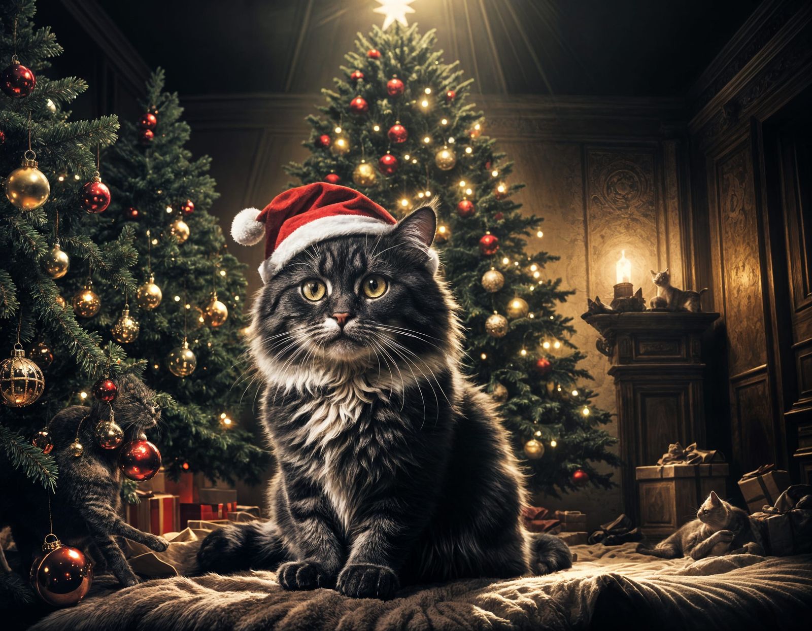 Mysterious Christmas Cat Undergoes Dark Fantasy Transformati...