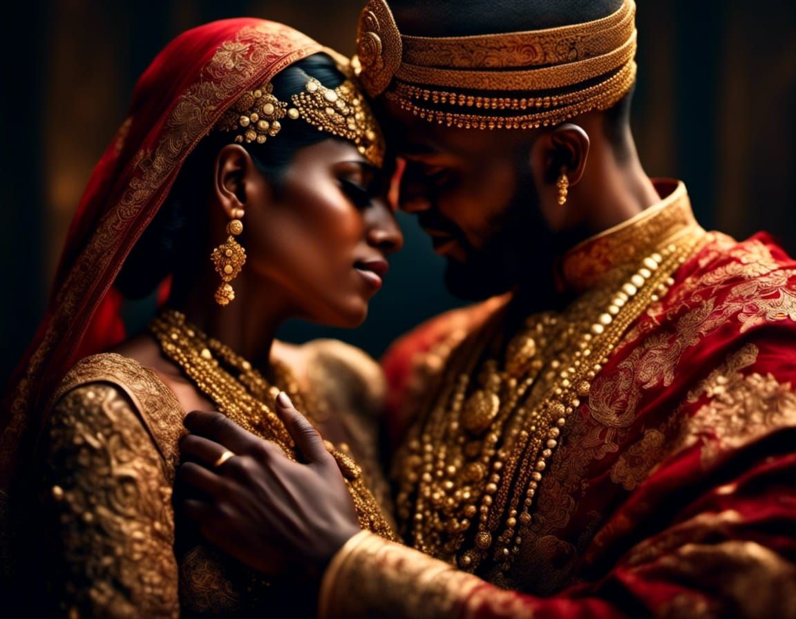 Religious Couple's Passionate Embrace in Earthy Tones