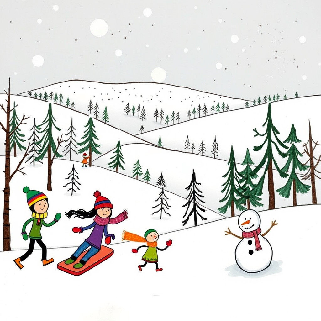 Winter Scene Doodle Art