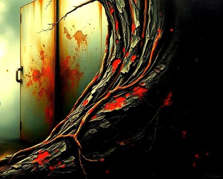 Surrealist Landscape with Decaying Door