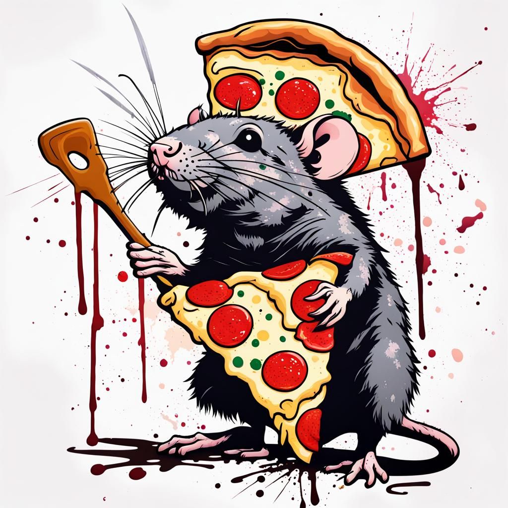 Ink Splatter Art: Pizza Rat