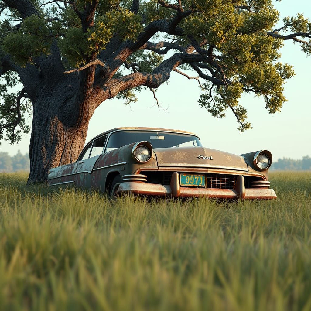 Forgotten 1955 Ford V8 in Idyllic Midwestern Landscape