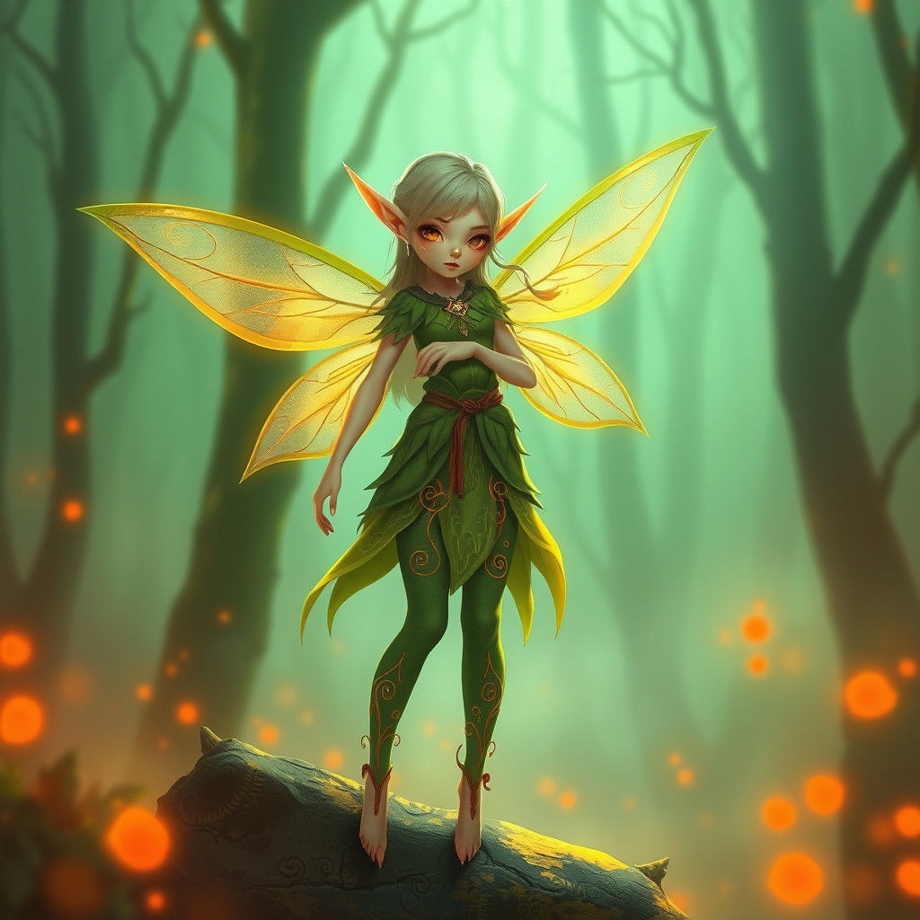 Mischievous Fairy Elf in Ethereal Forest