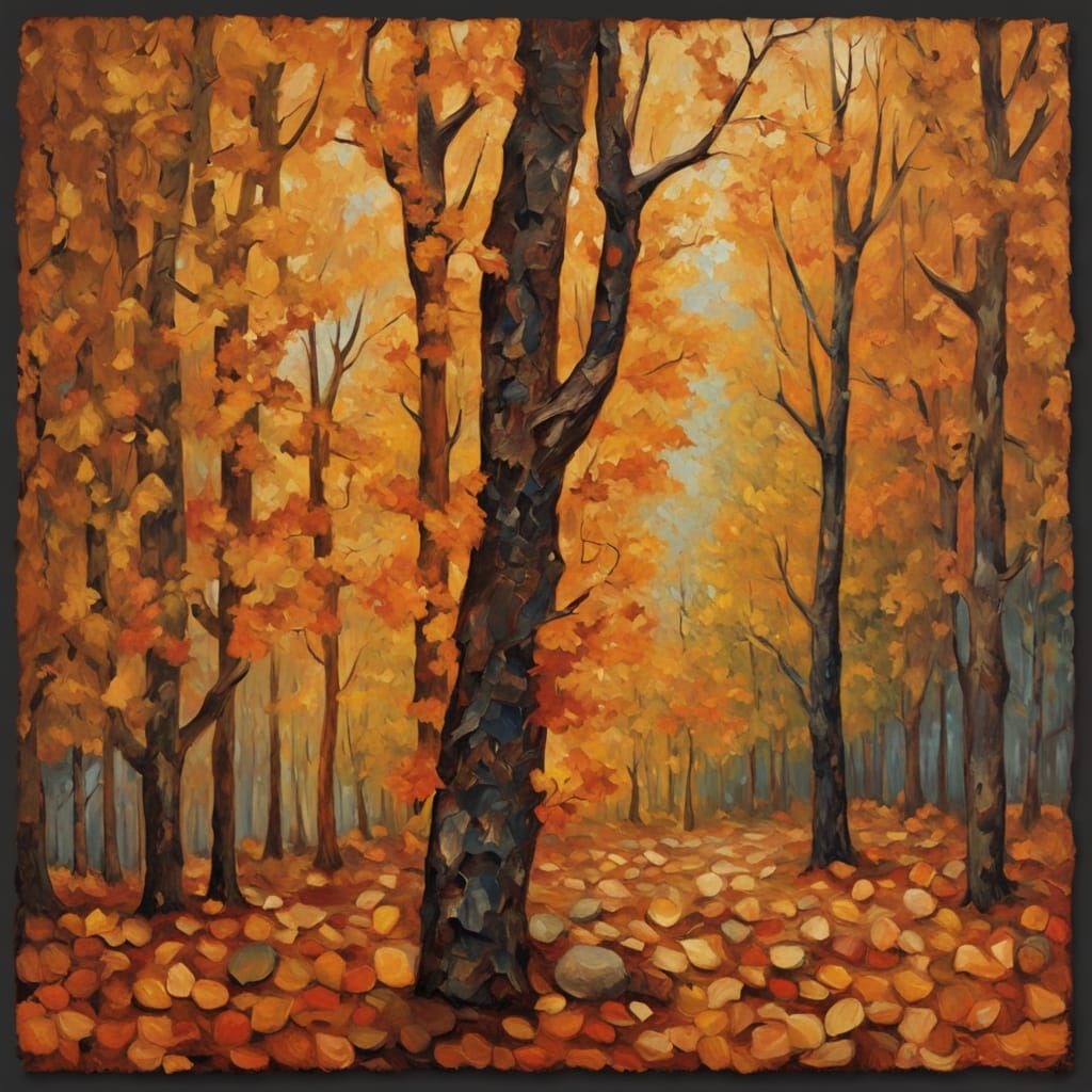 Autumn Forest in Neo-Impressionist Style