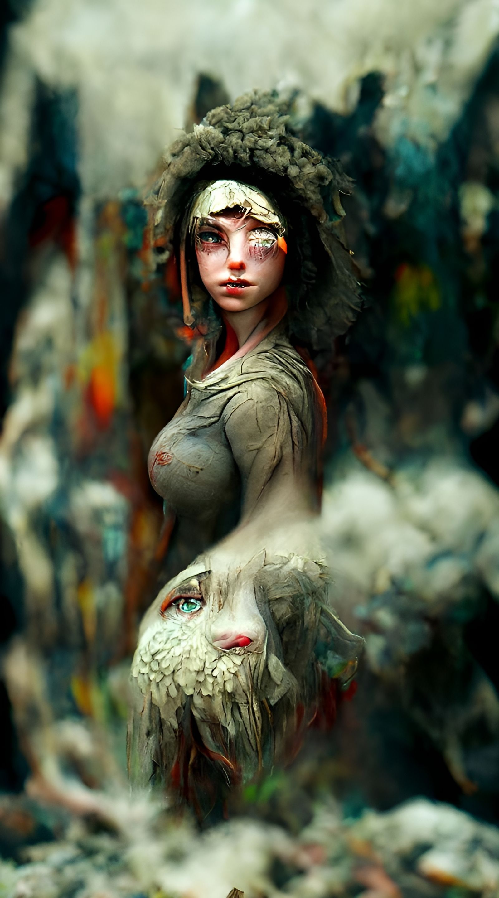 Realistic Princess Mononoke Portrait in Digital Art Style