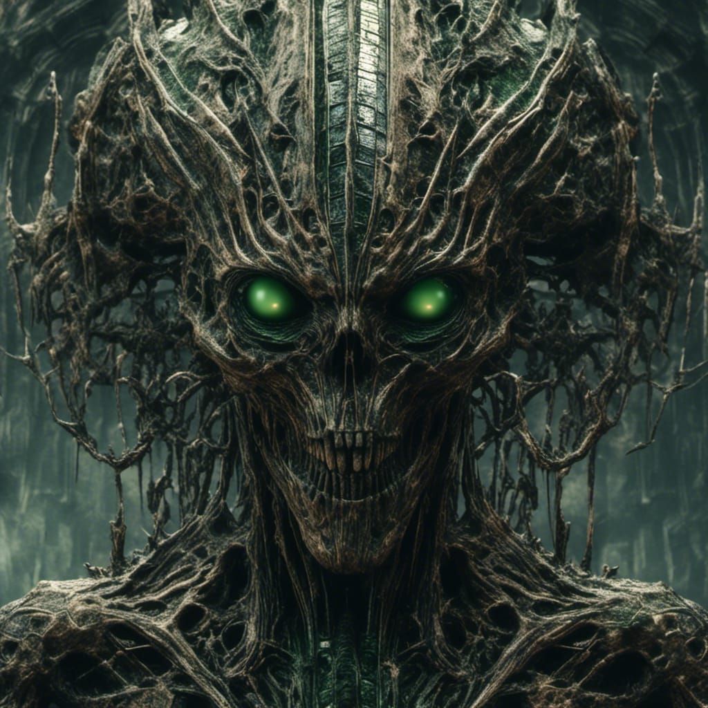 Macabre Fusion: Alien Biomechanical Hellraiser Concept Art