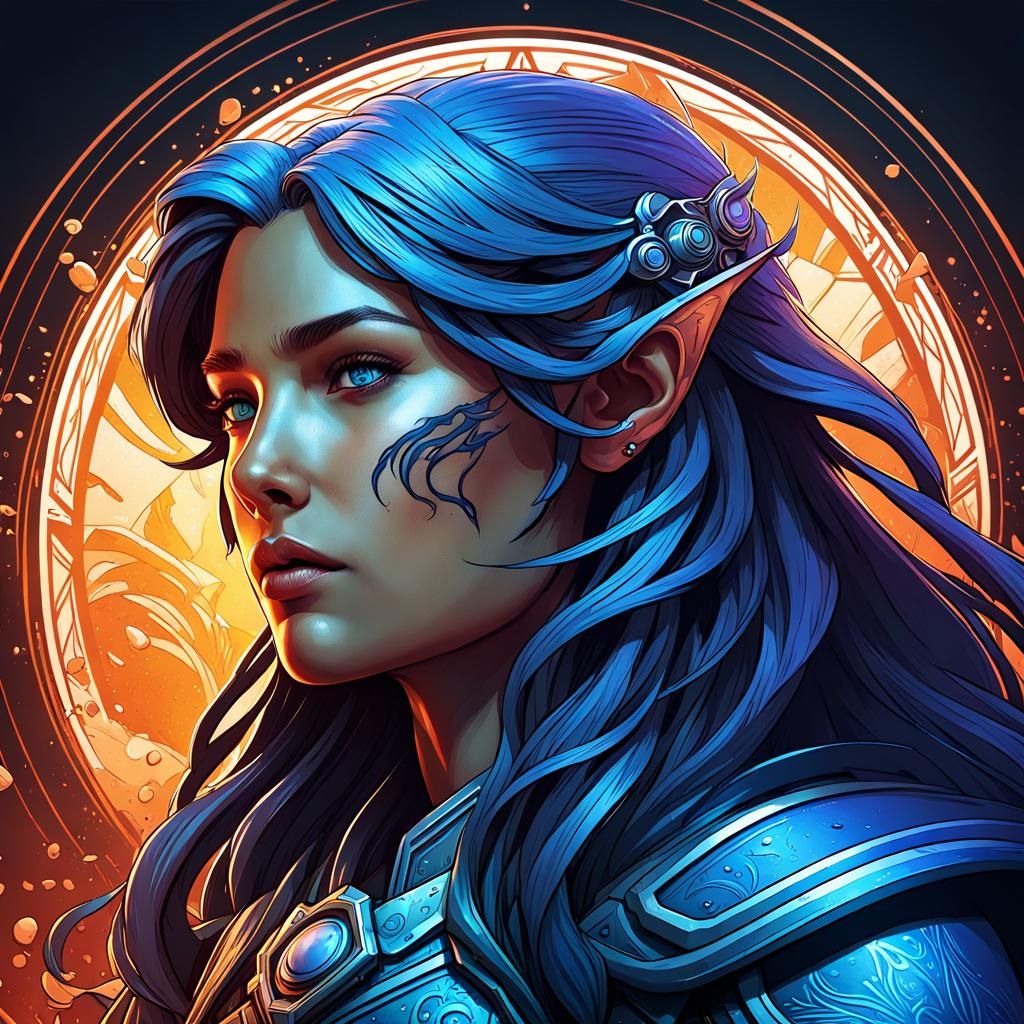 Fantasy Heroine Portrait in Art Nouveau Style