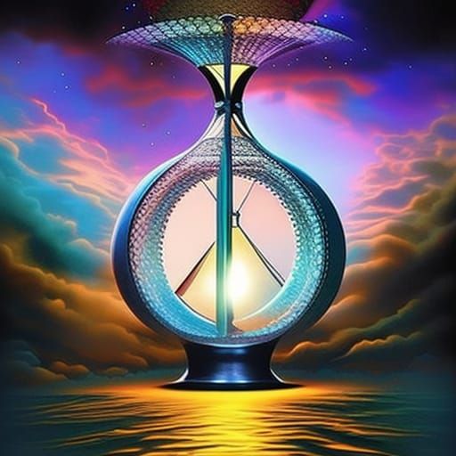 Chaotic Storm in Hourglass: Digital Illustration