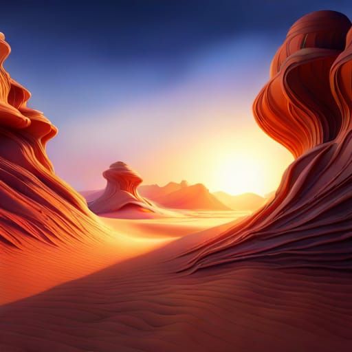 Epic Desert Sunset Matte Painting in 8K