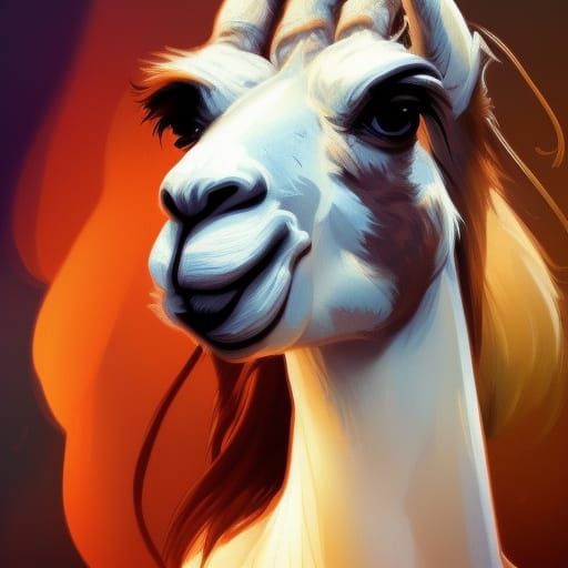 Llama Portrait in Hyperdetailed Digital Art Style
