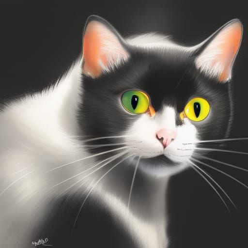 Hyperrealistic Black Cat Portrait with Dramatic Lighting