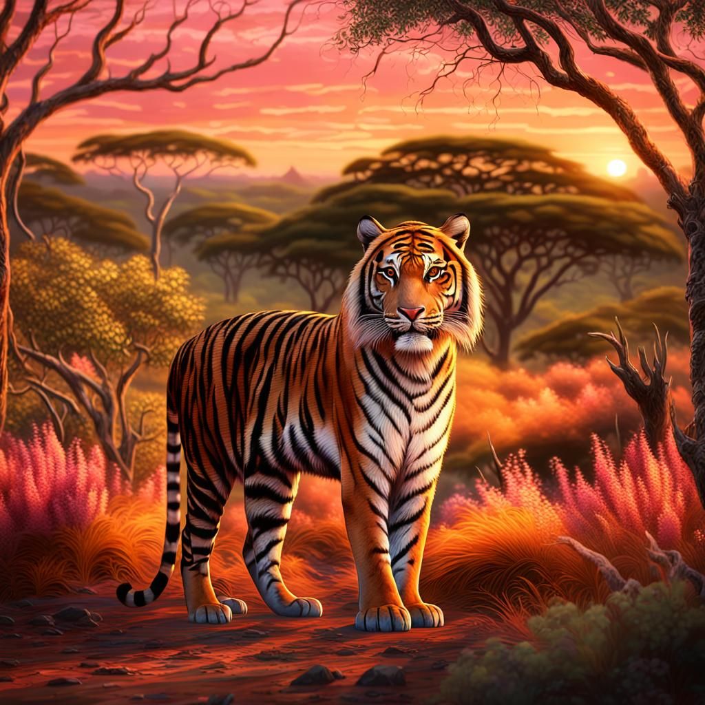 Tanzanian Tiger on Australian Mainland: Digital Matte Painti...