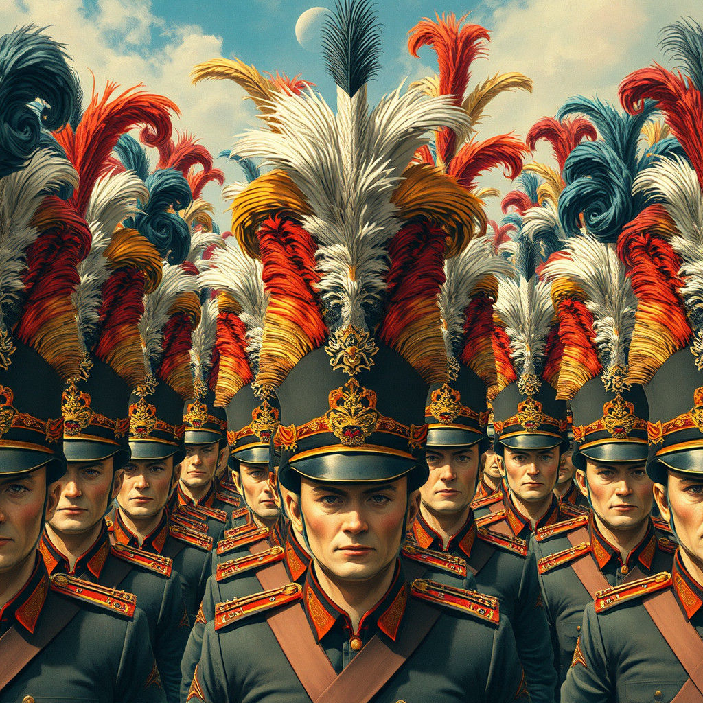 Soldiers in Ornate Hats: A Grand Spectacle