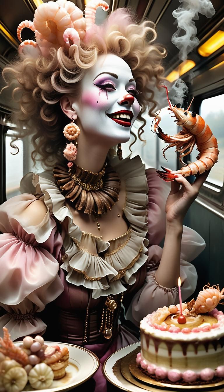 ULKNUDEL NYMPH LADY CLOWN AND GAMBAS CELEBRATING BIRTHDAY