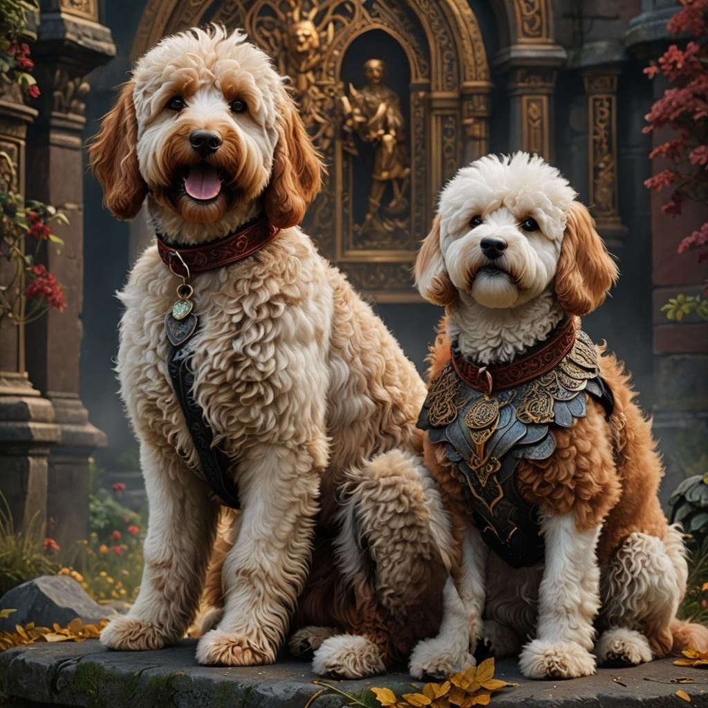 Goldendoodle and Bichon Frise: Fantasy Concept Art