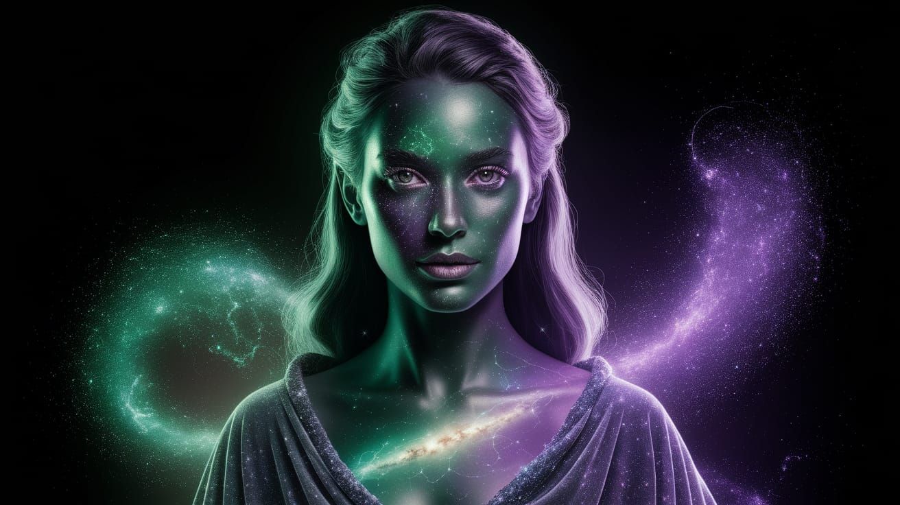 Cosmic Woman Portrait in Surreal Style