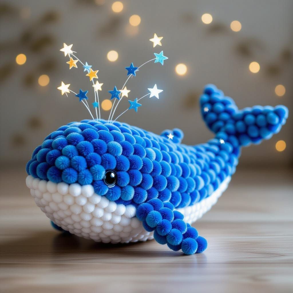 Starry Pom Pom Whale in Dreamy Starlight