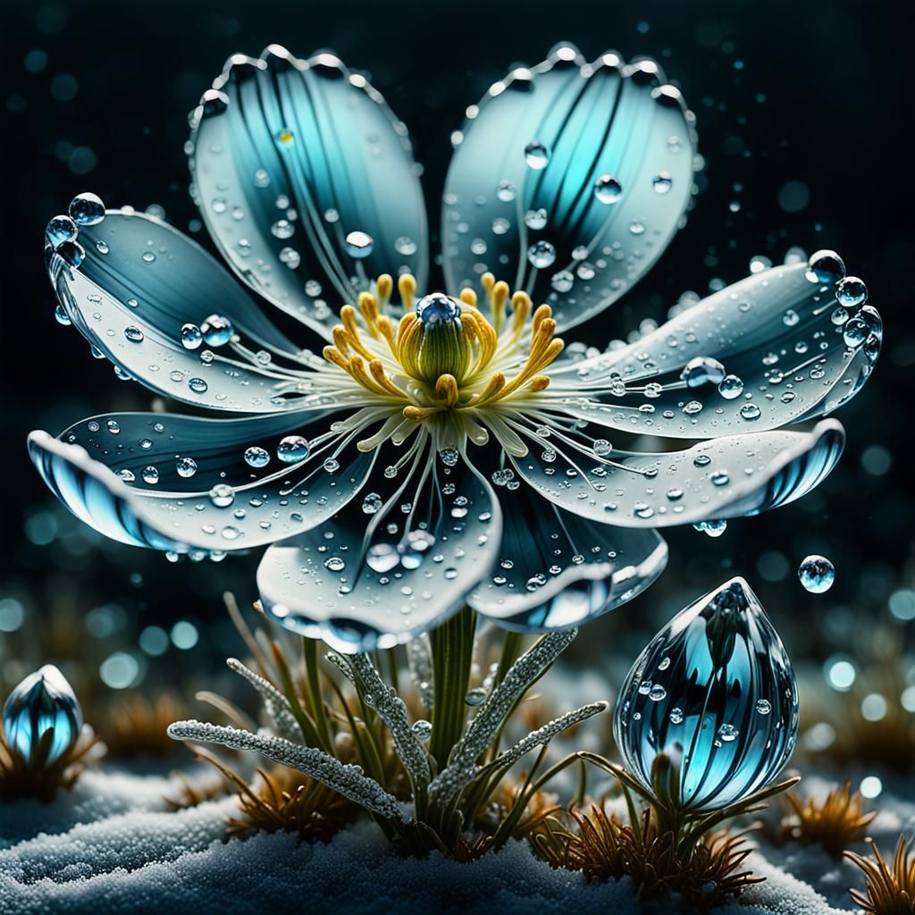 Bioluminescent Diamond Water Token with Wild Magic Flowers