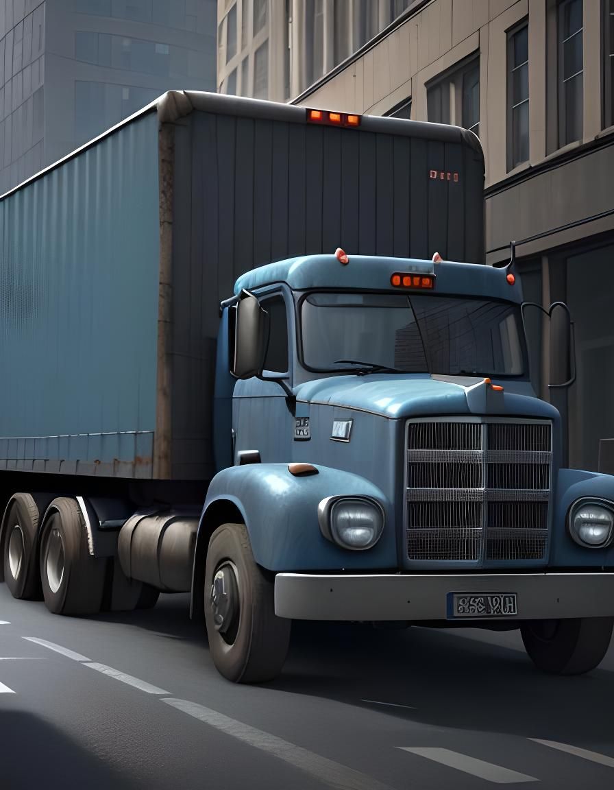 Detailed Portrait of a Classic Blue Lorry