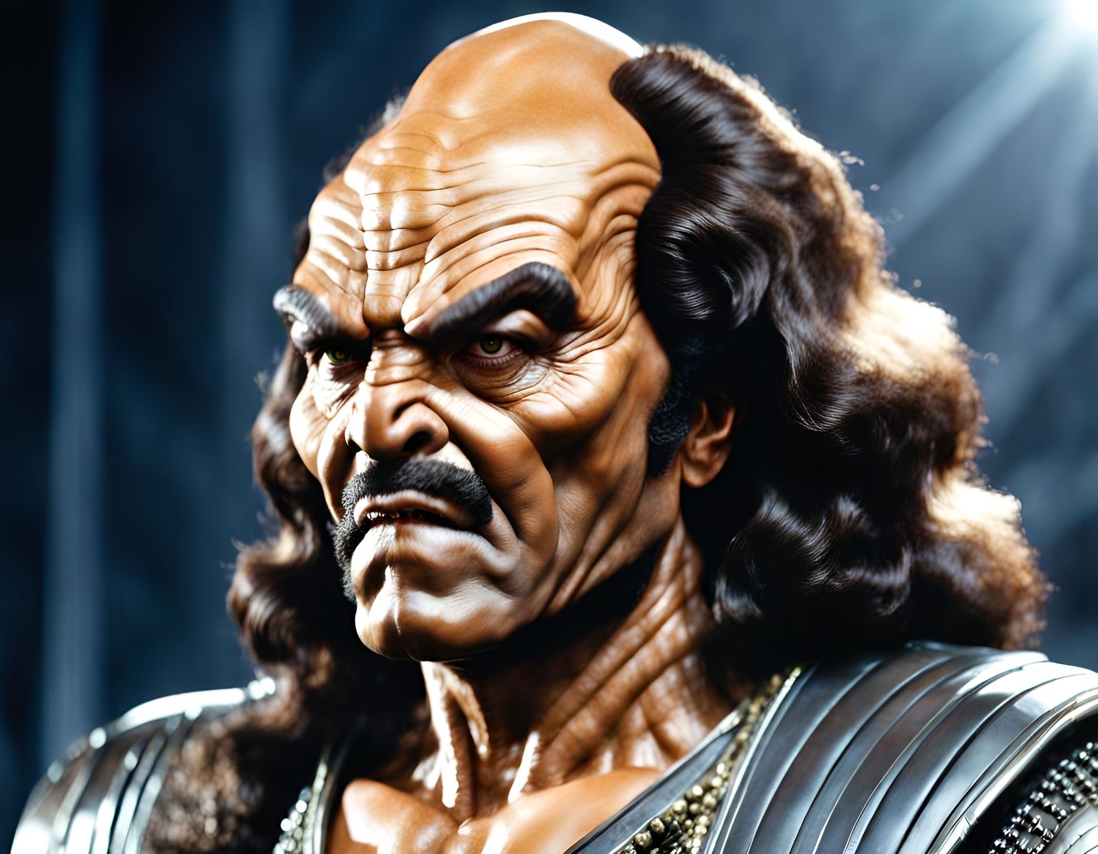 Detailed Klingon Officer on Starship Bridge