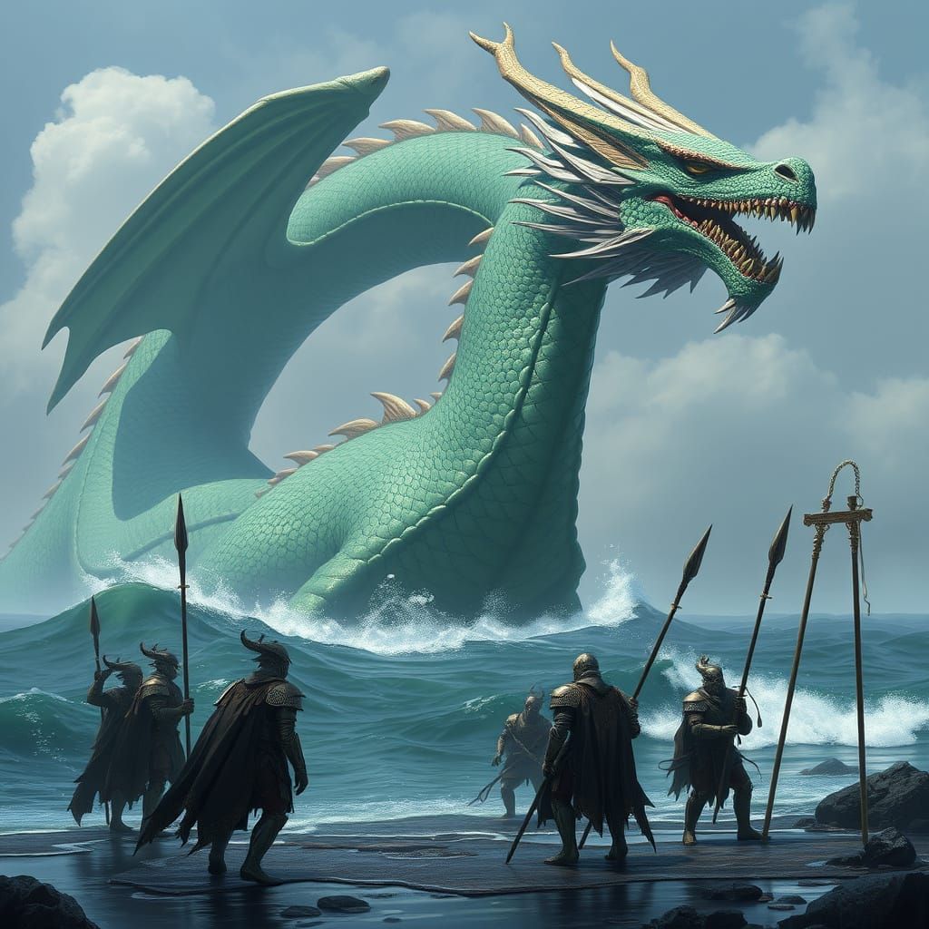 Majestic Jade Dragon Seeks Wisdom in the Ocean Depths