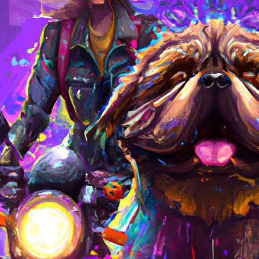 Artistic Dog Rides Motorcycle: Hyperdetailed Portrait