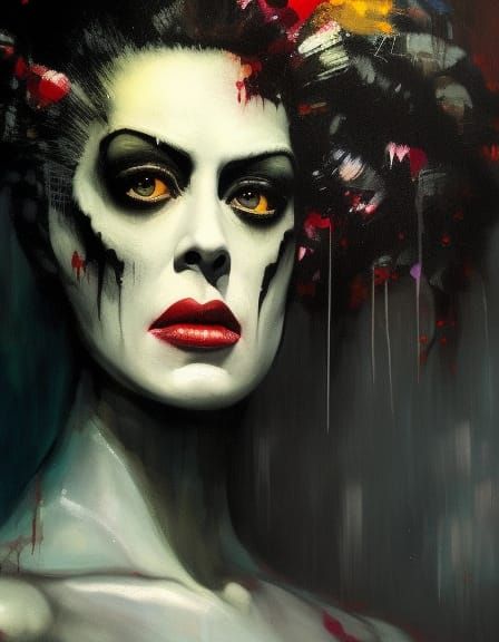 Bride of Frankenstein Portrait in Gothic Speedpaint Style