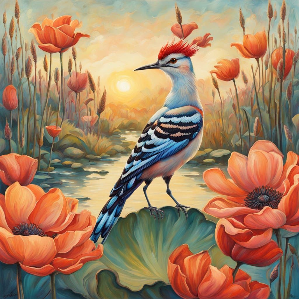 Rural landscape with a Hoopoe