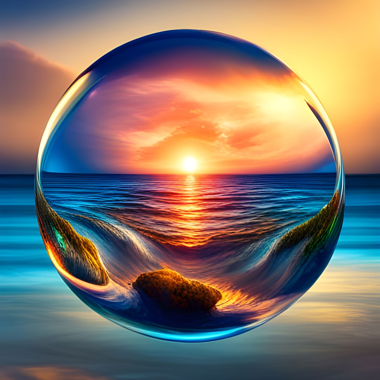 Ocean World Inside Bubble: Epic HDR Concept Art