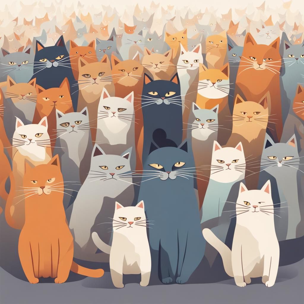 Cats' Joyful Protest: Artistic Illustration with Bokeh