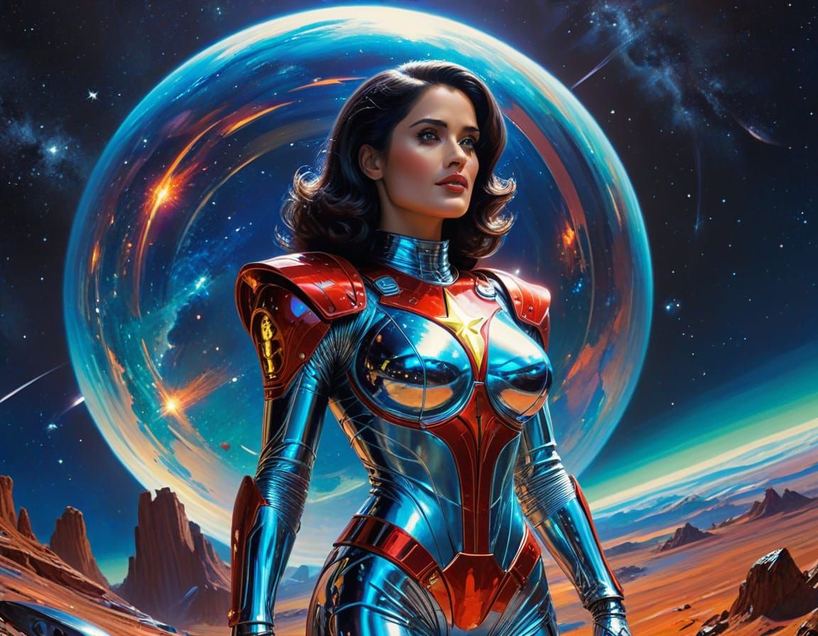 Glamorous Space Cadet in Retrofuturistic Glory