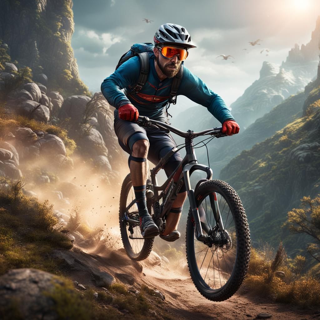 Terrifying Mountain Bike Ride: Detailed Fantasy Concept Art