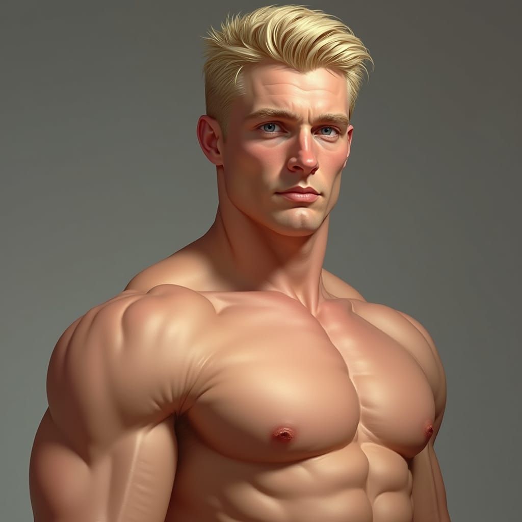 Attractive Blond Man in Realistic Art Style