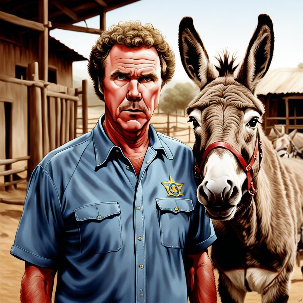 Actor with Dart and Donkey, Sinister Style