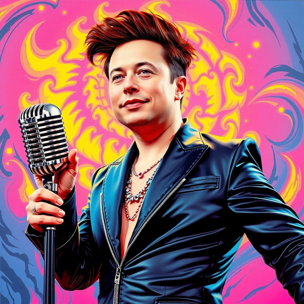 Elon Musk Rocks Out as 80's Glam Rock Icon